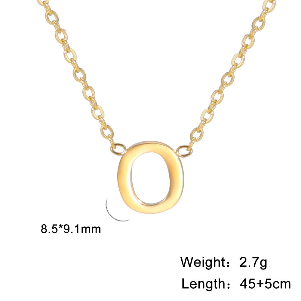 Hot-Selling Welded 26 Letters 18K Real Gold Electroplated Non-Fading Small Pendant Jewelry 304 Material Stainless Steel Necklace