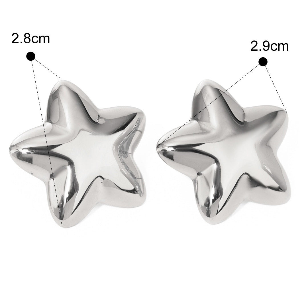 18K gold novel personality chubby five-pointed star design simple style earrings