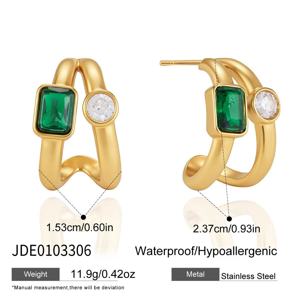 Oval Zircon Stud Earrings