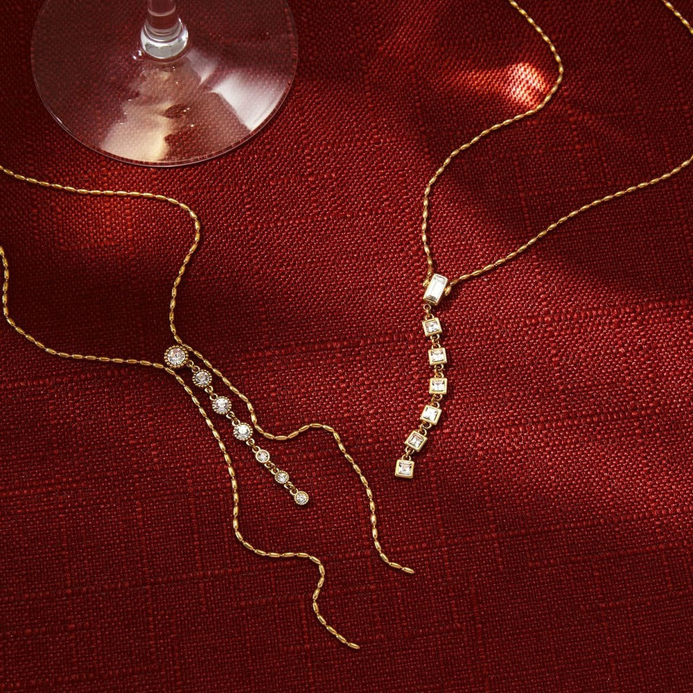 Zircon Y Chain Necklace Collection