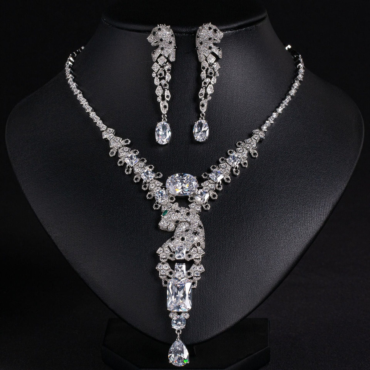 European And American Leopard Retro Design High-End Jewelry Evening Dress Accessories Elegant Jewelry Set With Zircon Necklace For Women