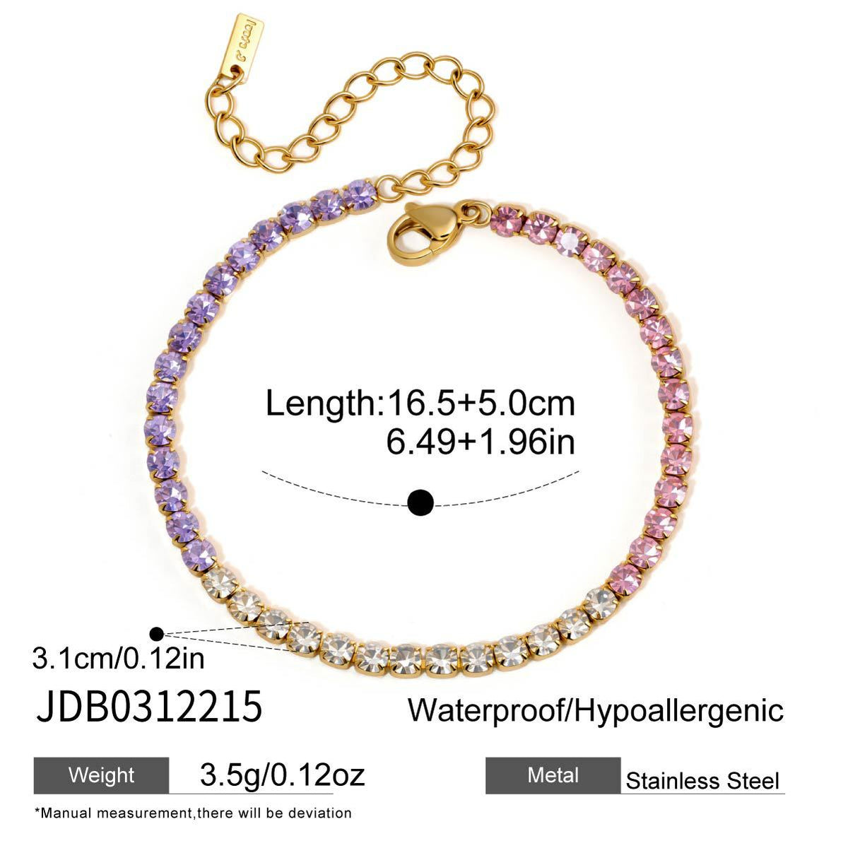 Color Zircon Chain Bracelet Collection