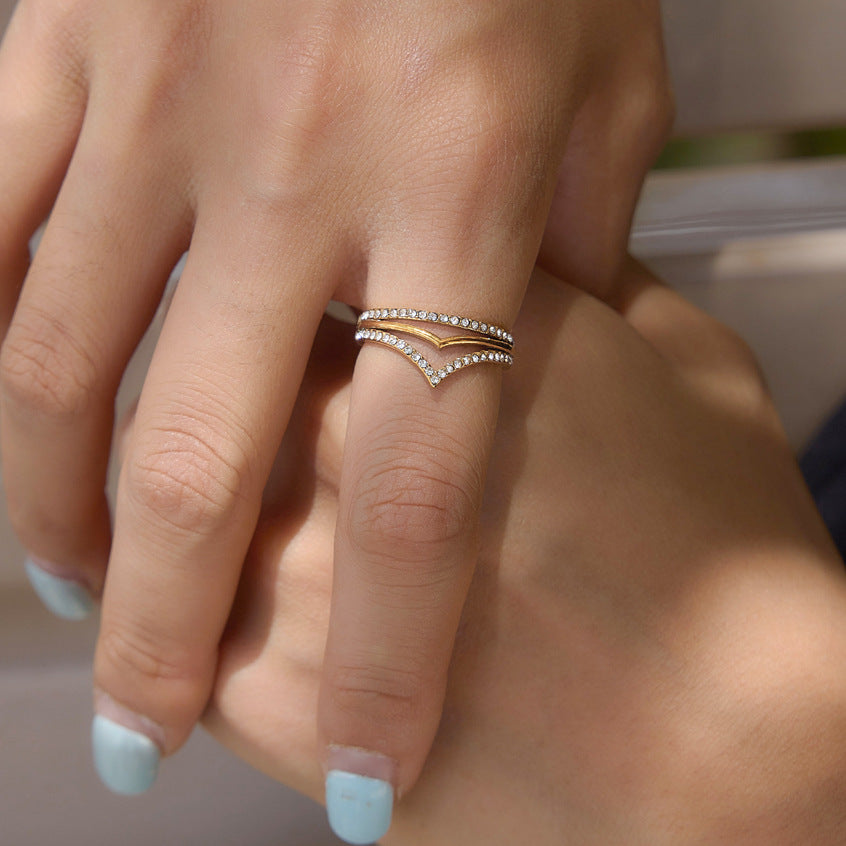 Layered Wave Zircon Ring