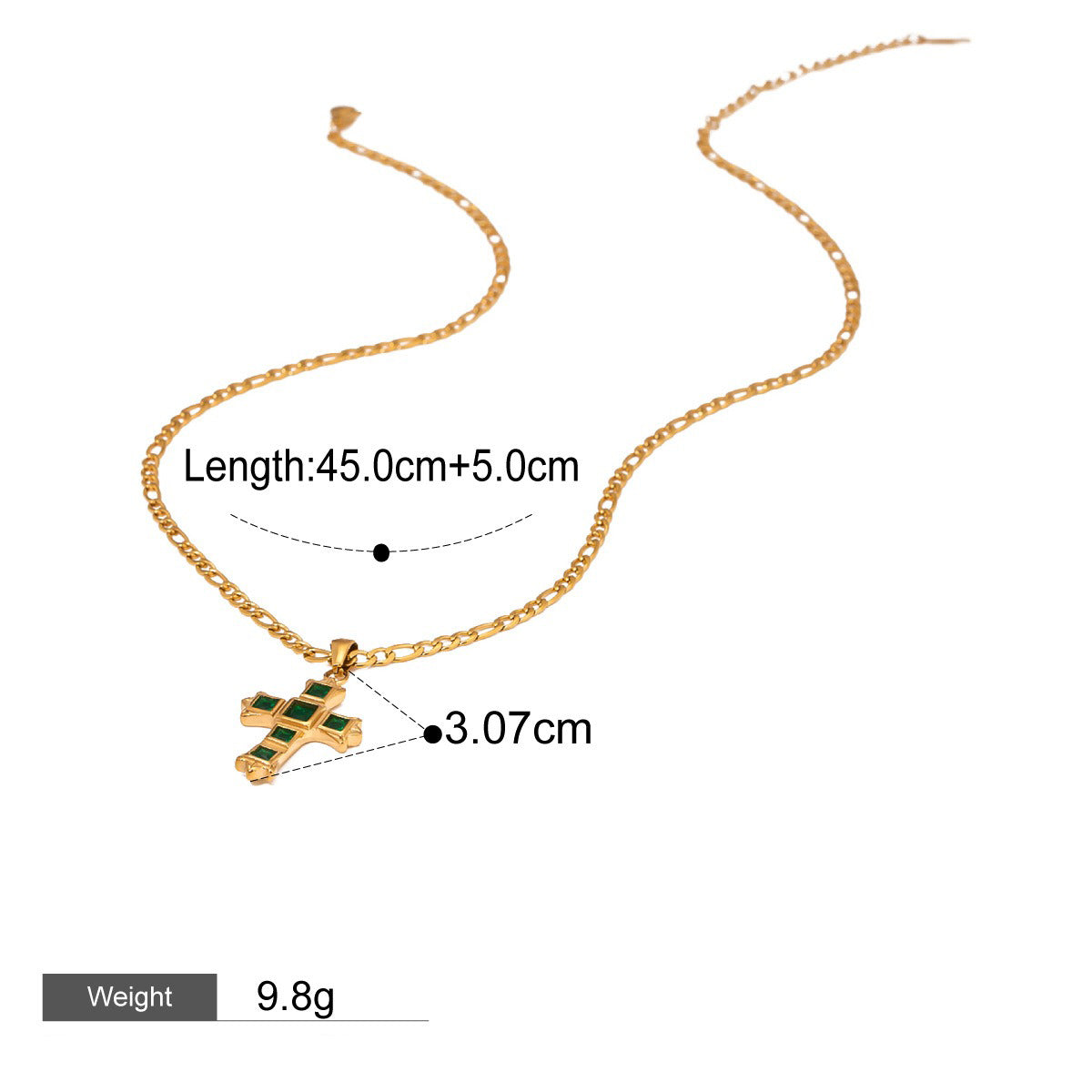 18K gold cross inlaid gemstone design exquisite and noble necklace