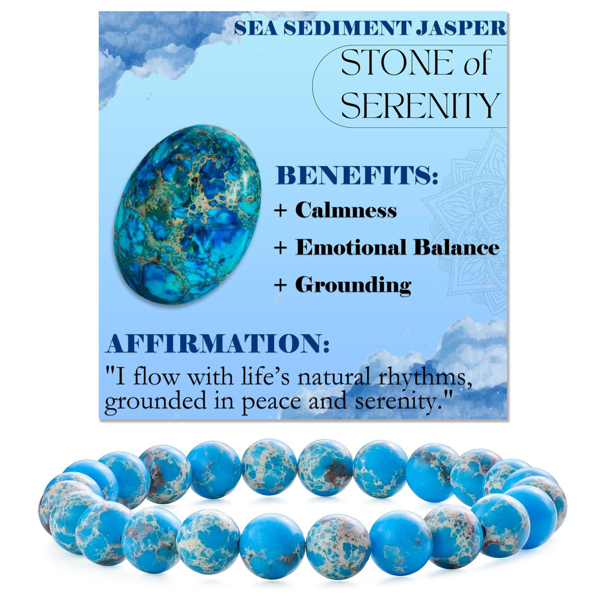 8mm Natural Stone Bead Bracelet White Turquoise