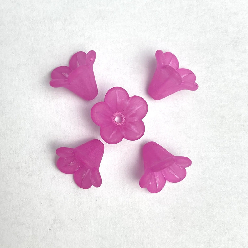 Frosted Acrylic Trumpet Flower Beads, 3D Bell-Shaped Bud Charms For DIY Hanfu Hairpin Flower Bases, Earrings & Jewelry Making.