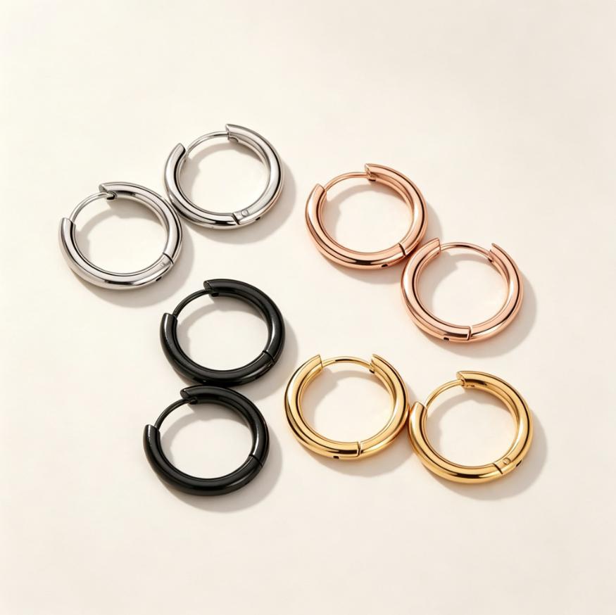 Polished Stainless Steel Earrings Simple And Versatile