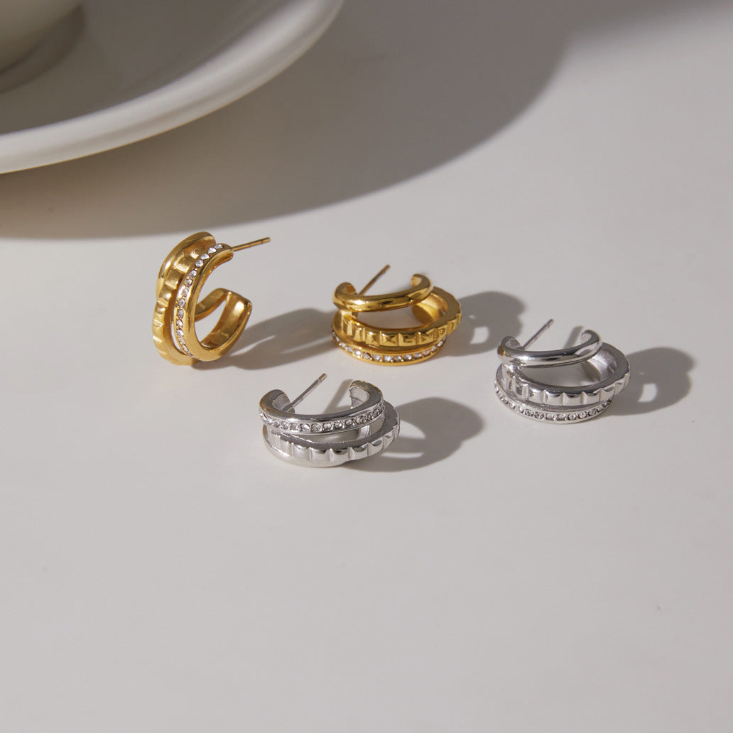 Triple Row Zircon Hoop Earrings Collection