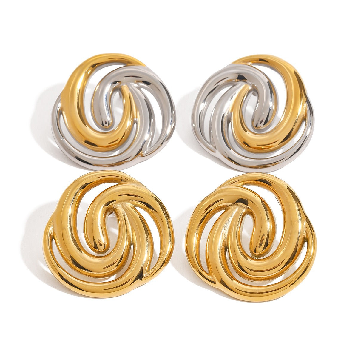 18K gold and silver color matching/star shape/bow shape design exquisite and noble earring ring set