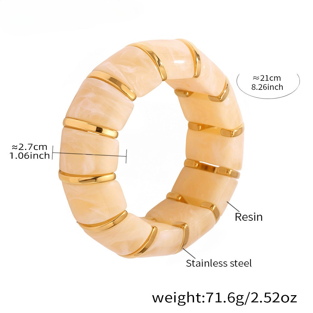 18k gold fashionable luxury resin elastic rope bracelet