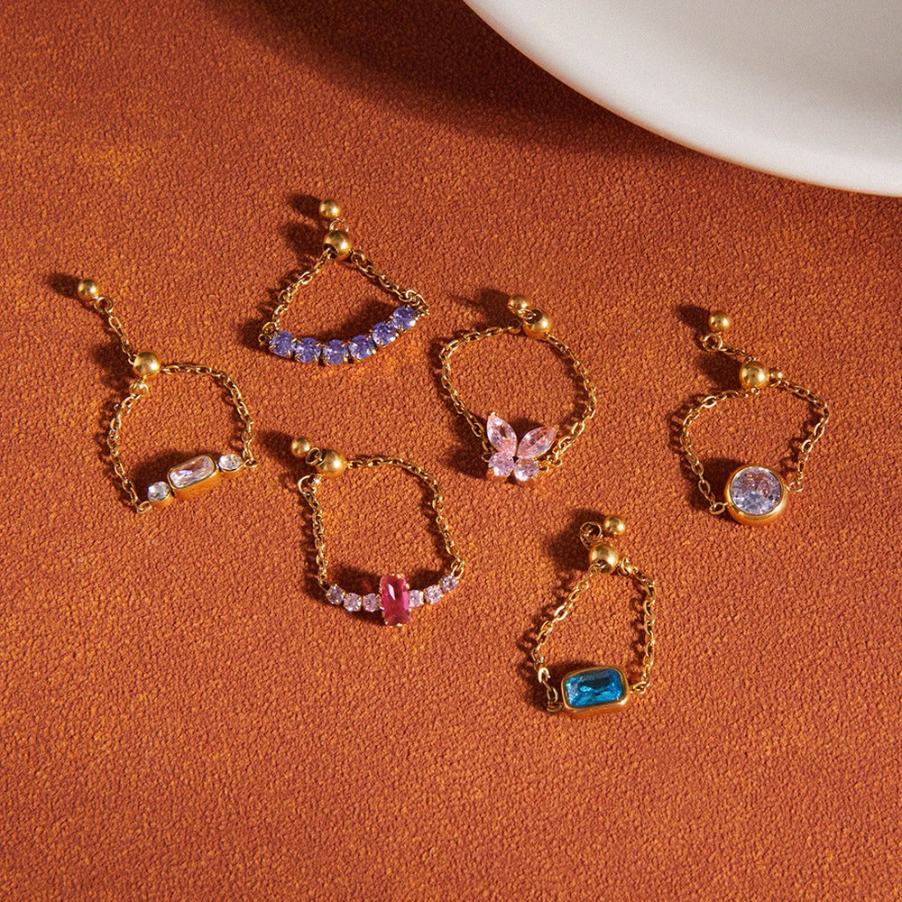 Adjustable Zircon Ring Collection