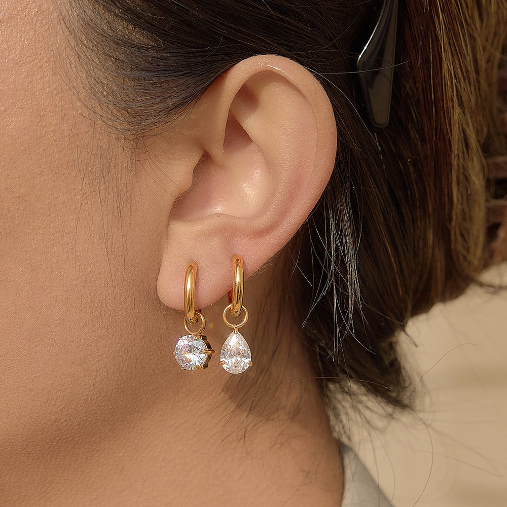 Four Style Zircon Hoop Earrings Collection