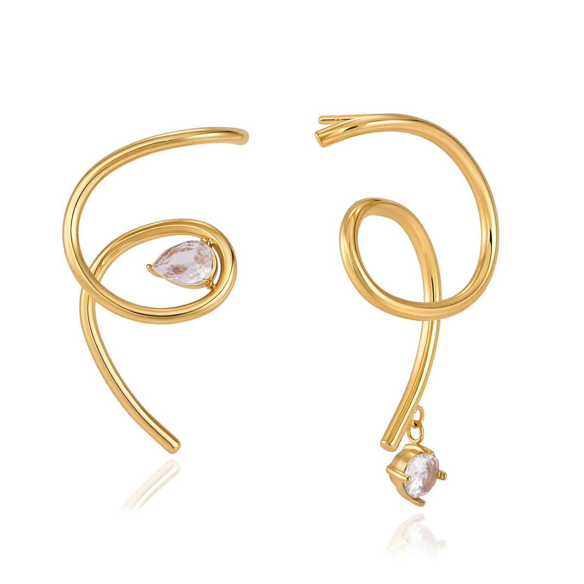Asymmetric Linear Zircon Earrings