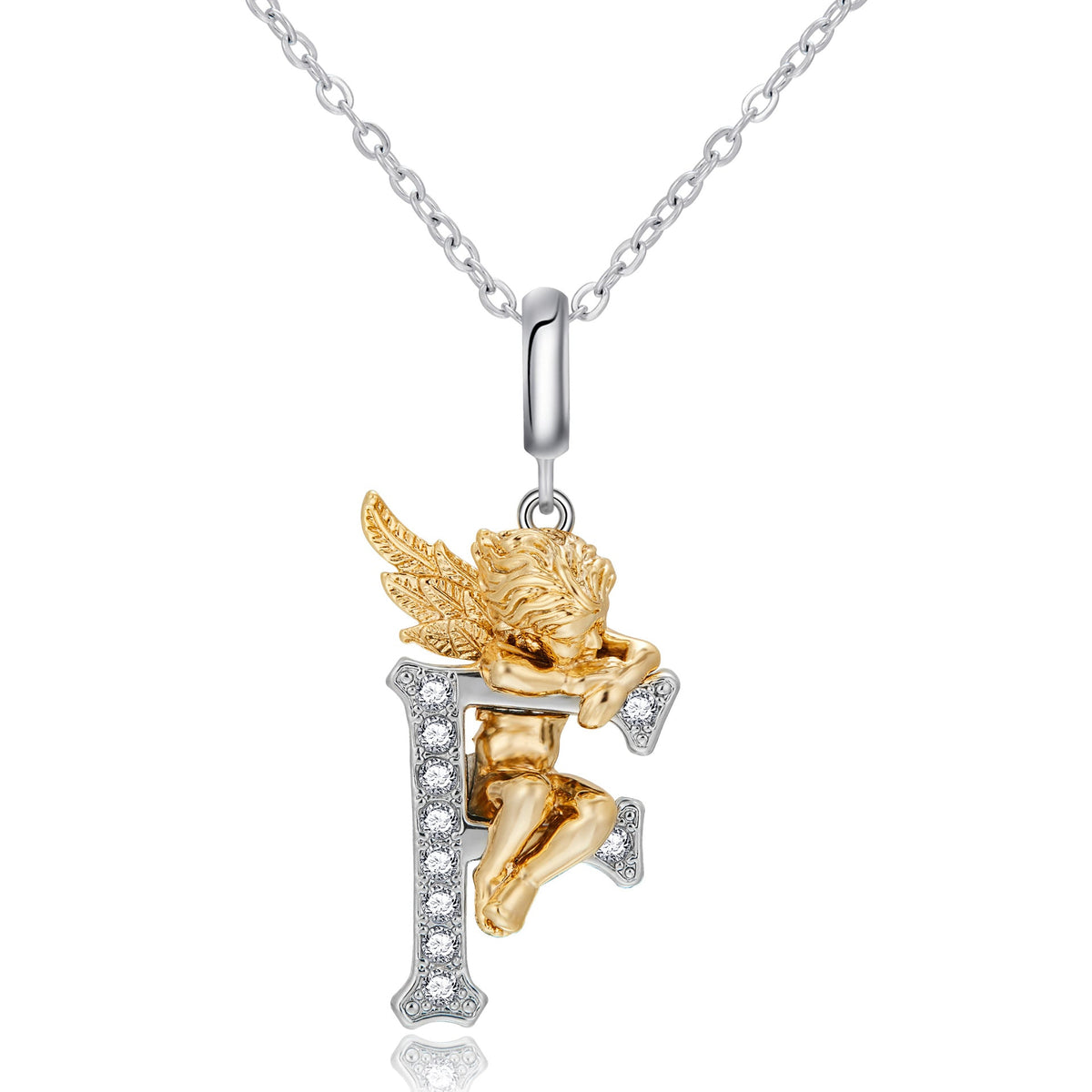 New Copper-plated White-gold Letter Pendant Mens And Womens Stainless Steel O-shaped Necklace