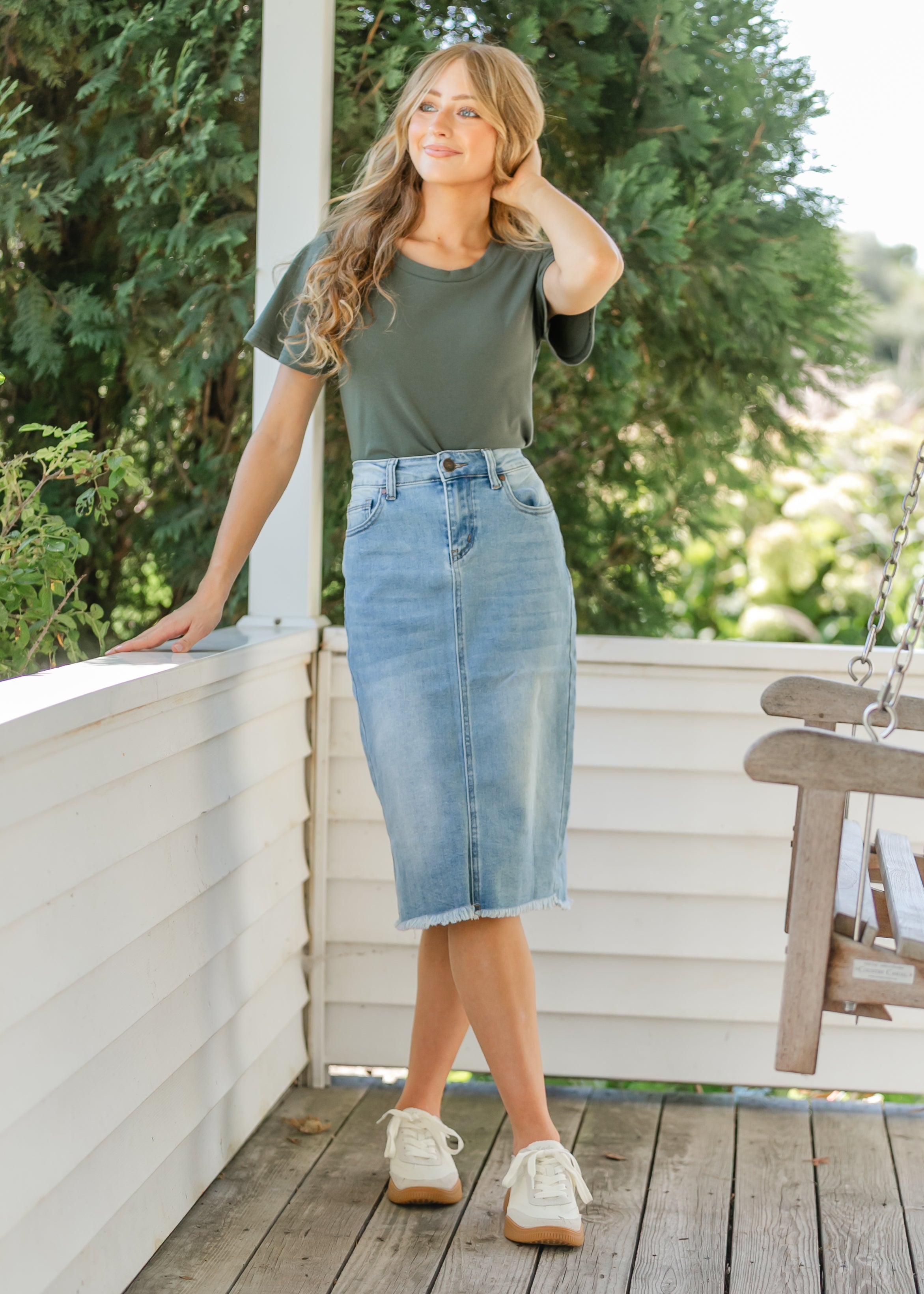 Essential Olive Flutter Sleeve Top