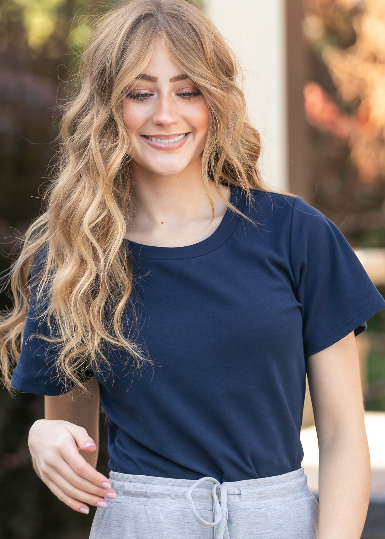 Essential Navy Flutter Sleeve Top