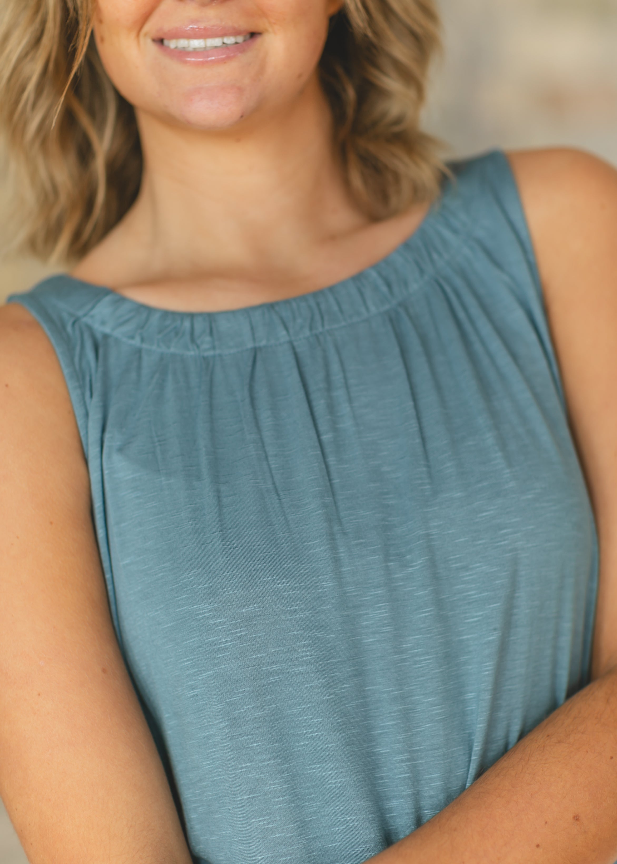 Essential Pleated Neck Layering Tank - FINAL SALE