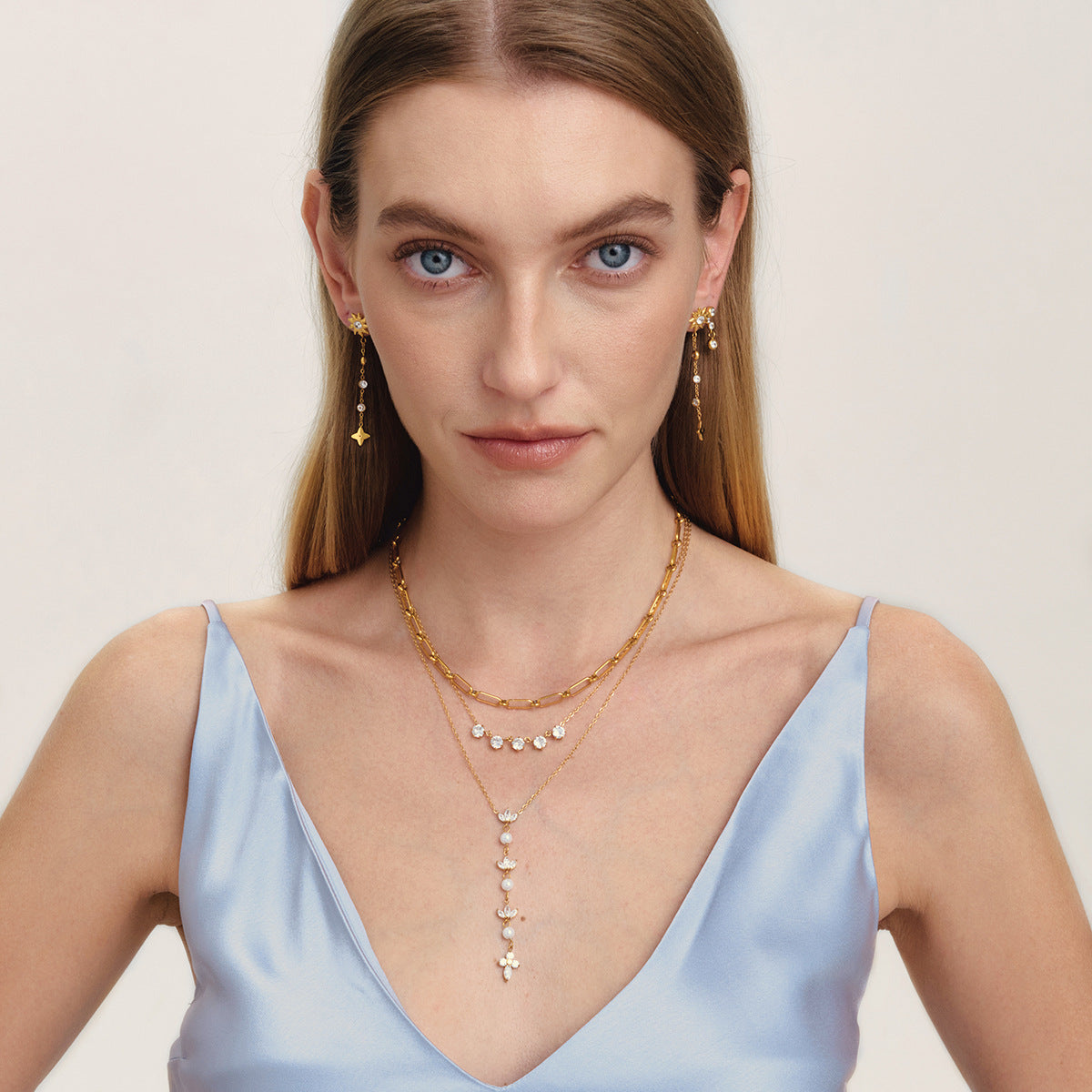 Geometric Zircon Y Necklace Collection