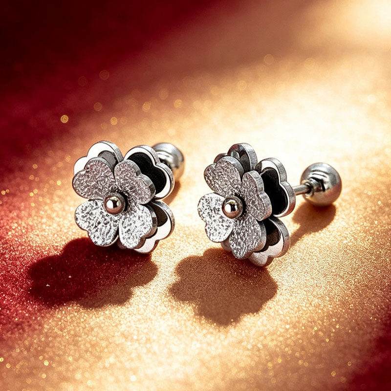Designed Three-dimensional Matte Clover Drop Earrings With Tassels For Women