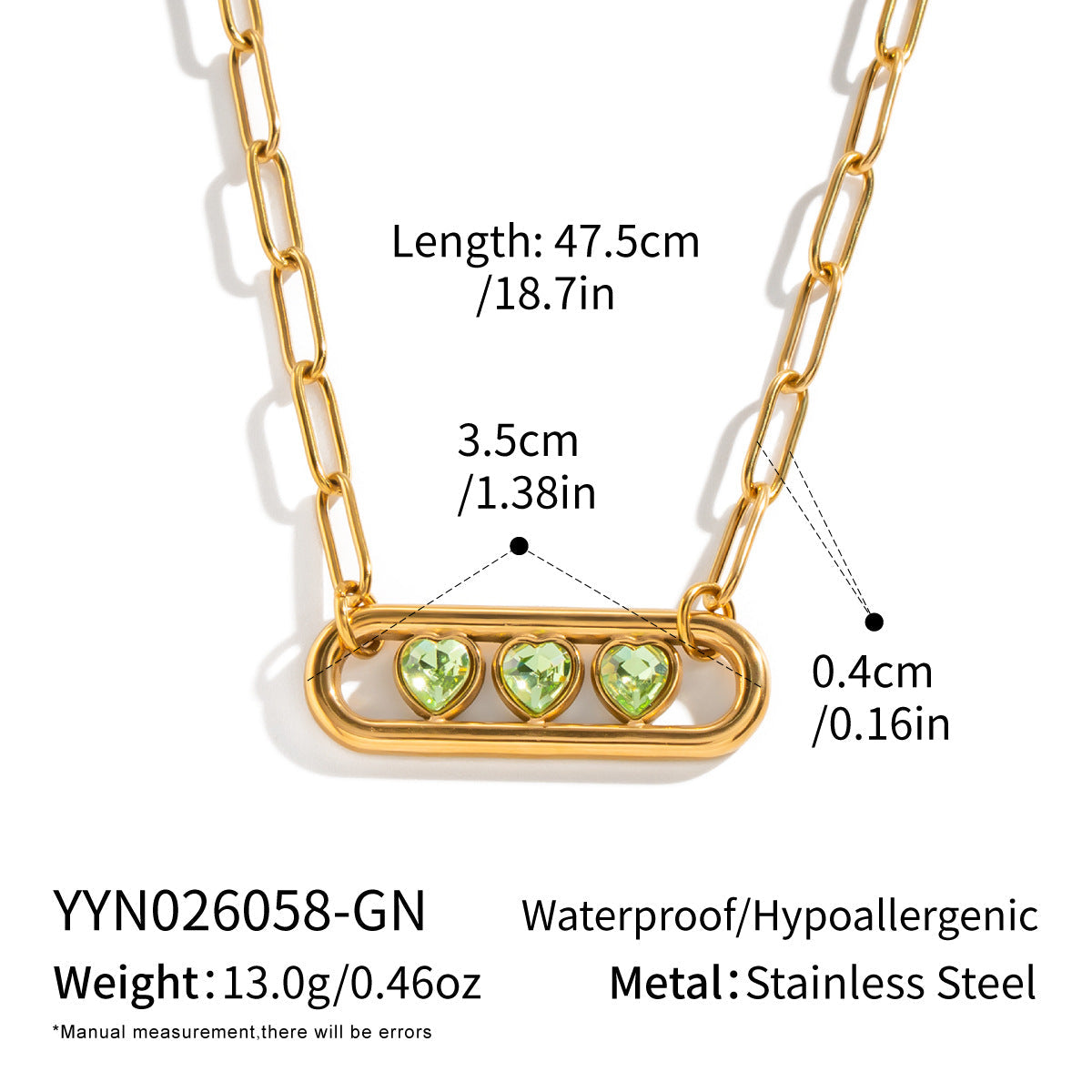 OT Heart-shaped Zircon Pendant Necklace