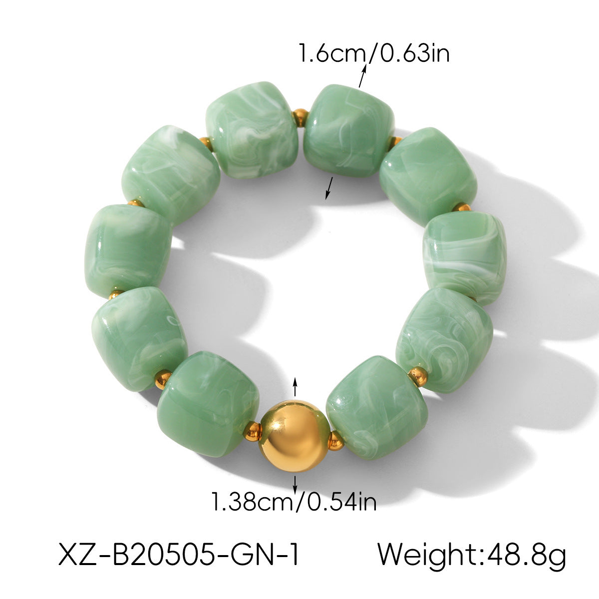 Acrylic Geometric Stainless Steel Beaded Bracelet