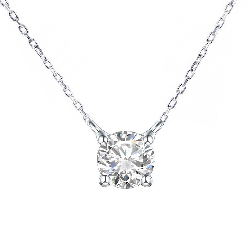 S999 Sterling Silver Small Diamond Necklace Women's Simple Niche Design Elegant High-end Clavicle Chain Light Luxury Ins Style Necklace