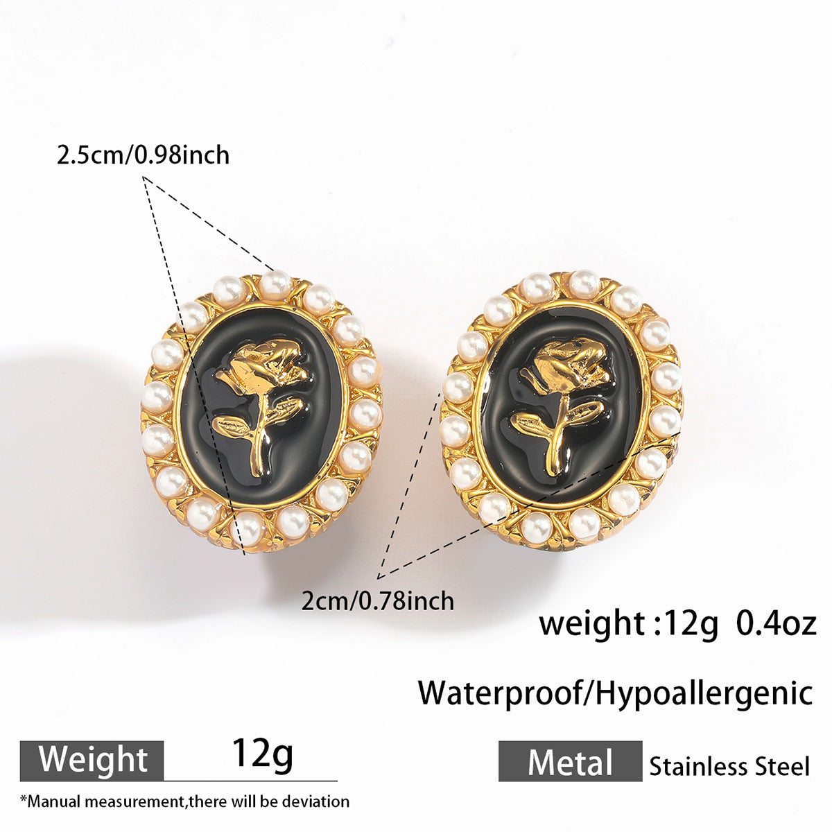 Stainless Steel Earrings With Geometric Pleats 18k Gold