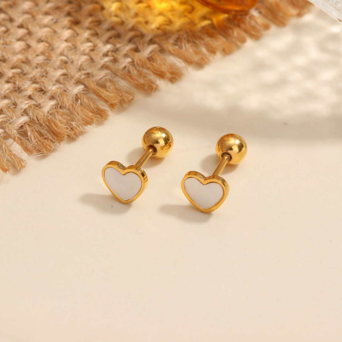 18K gold geometric inlaid gemstone design high-end earrings