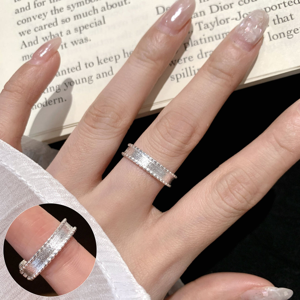 High Sense Star Open Ring For Women, INS Niche Brushed Texture Luxury Adjustable Index Finger Statement Ring