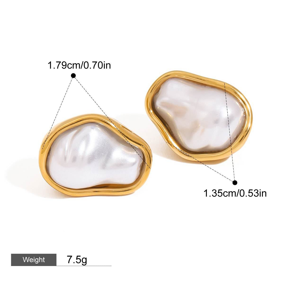 18K gold inlaid irregular pearls exquisite design noble necklace earrings ring set