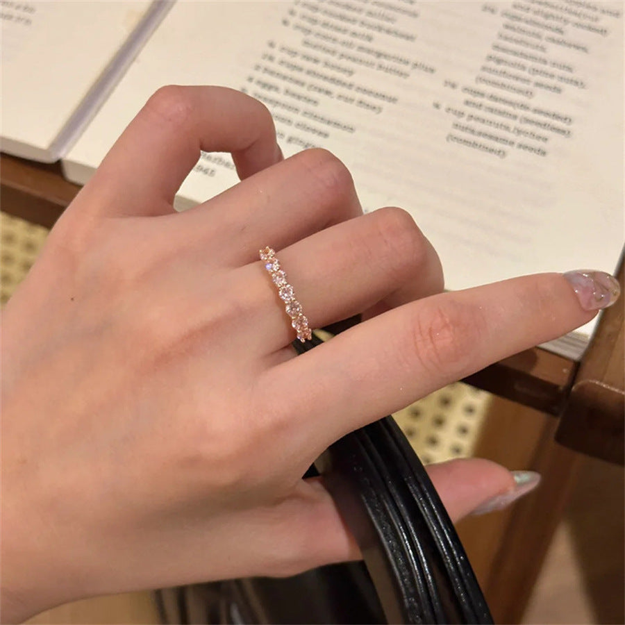925 Sterling Silver Plain Band Zircon Ring For Women, Stackable Niche High-end Light Luxury Heavy Craft Tarnish Resistant