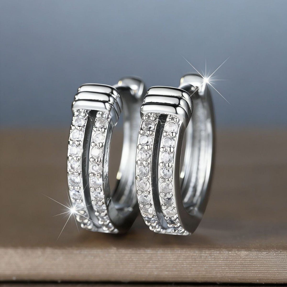 Light-luxury Double-row Fully Diamond Ear Clips