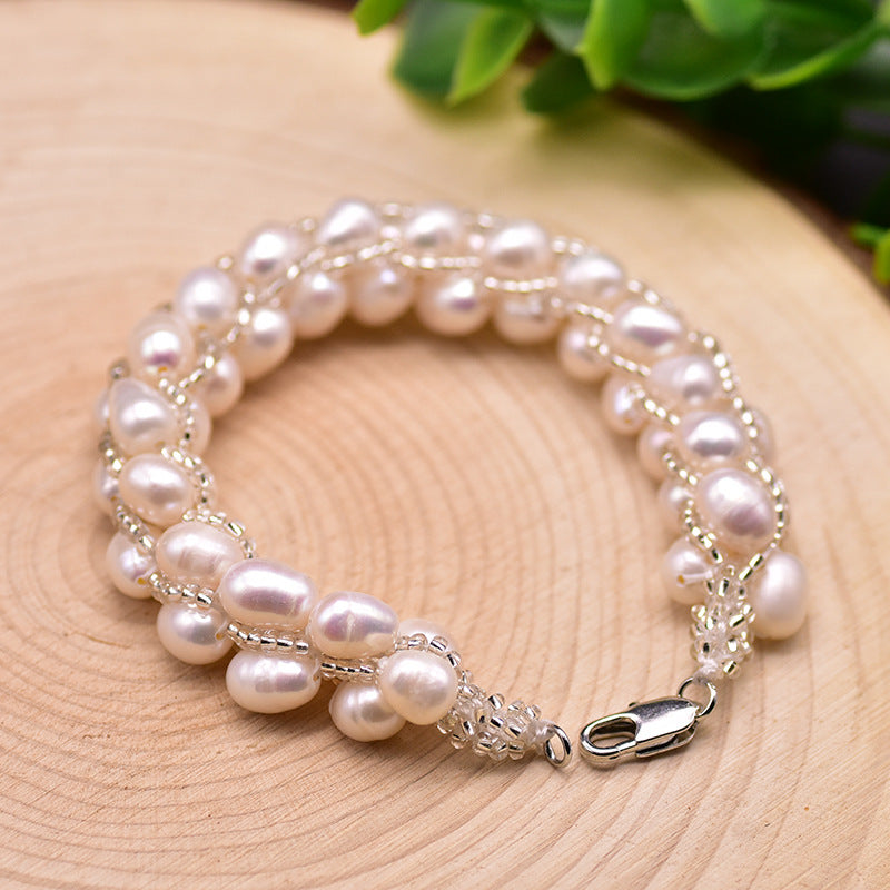 Natural Baroque Pearl And Kyanite Bracelet