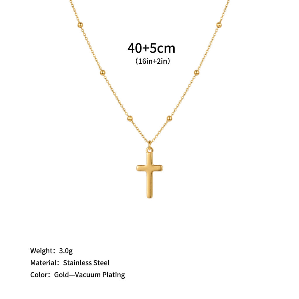 Cross-border Foreign Trade Bestseller 18K Gold Stainless Steel Clavicle Chain With Heart Pendant And Diamond-encrusted Cross Titanium Steel Necklace For Women