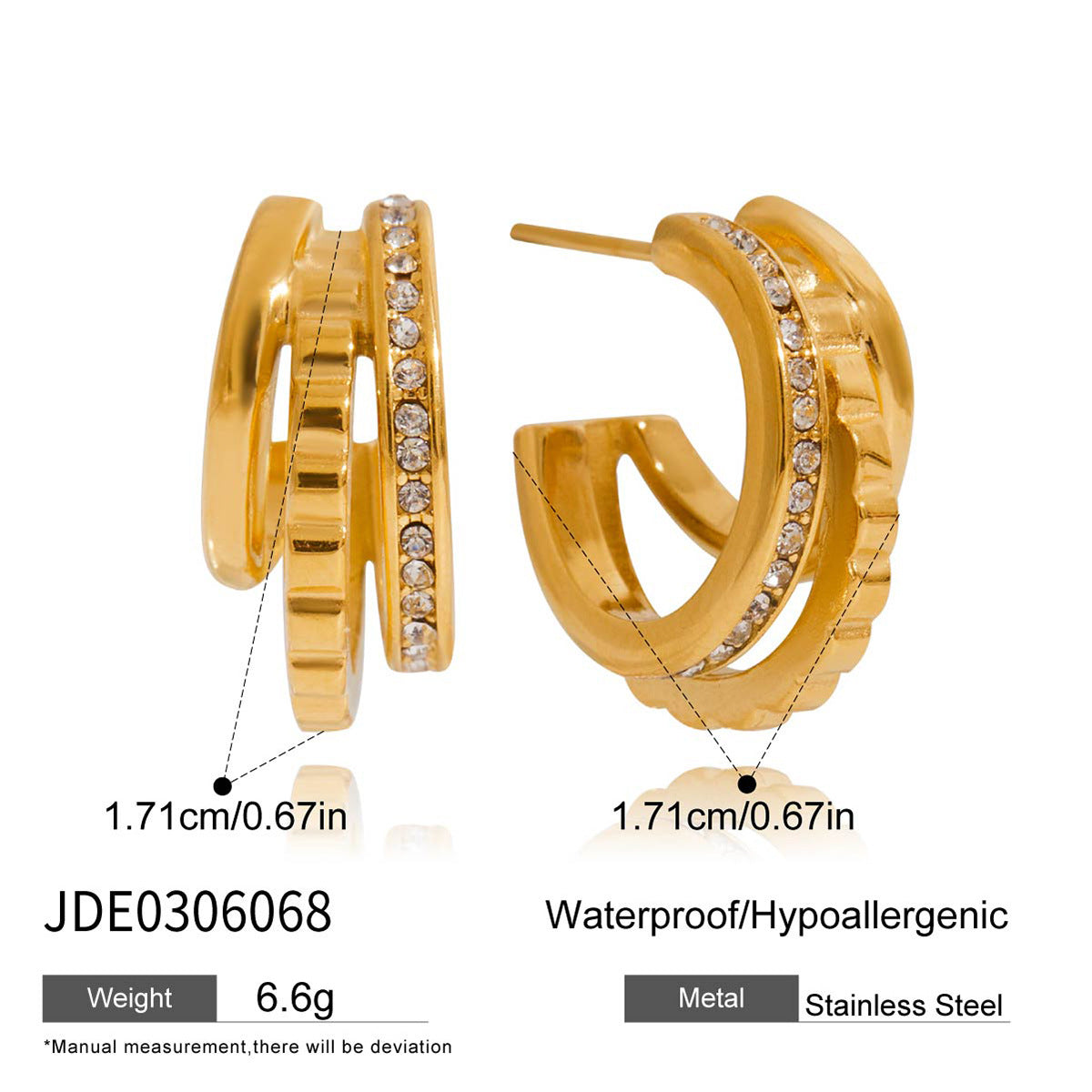 Triple Row Zircon Hoop Earrings Collection