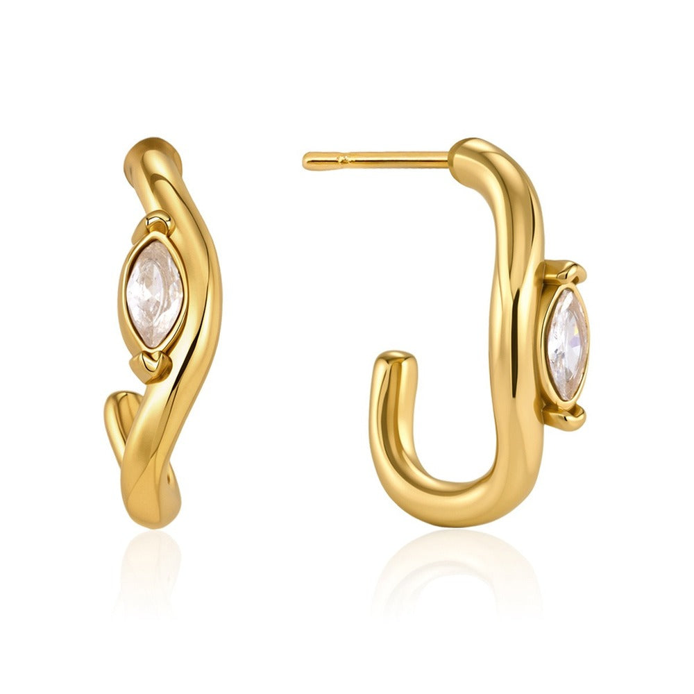 Curved Zircon Hoop Earrings