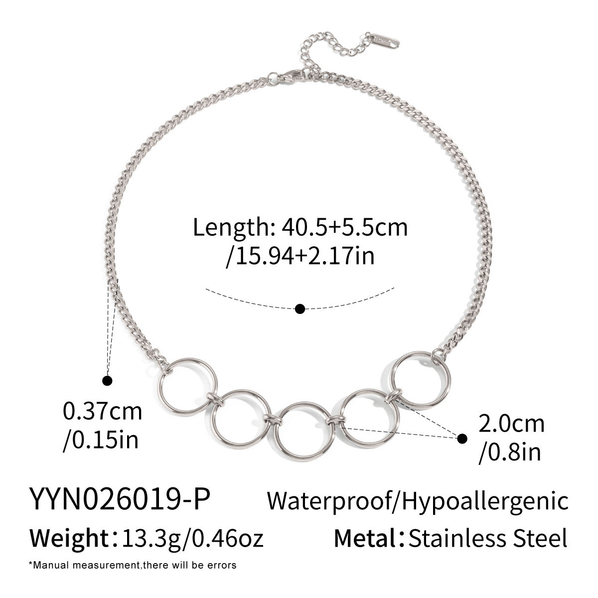 Metal Multi-ring Spliced Titanium Steel Necklace For Women