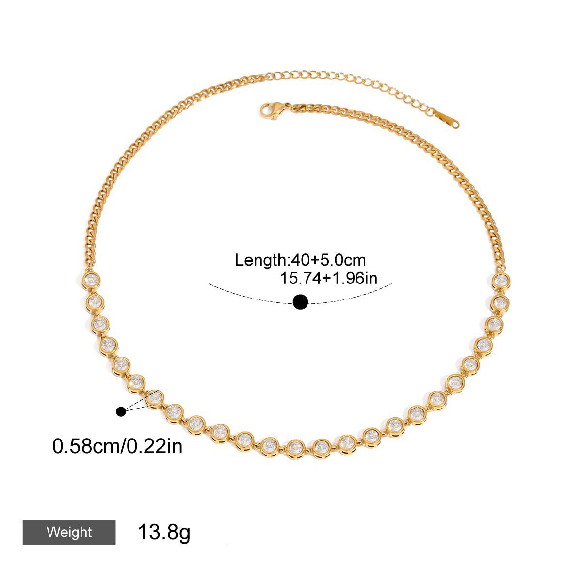 18K gold inlaid round gemstone exquisite design noble necklace