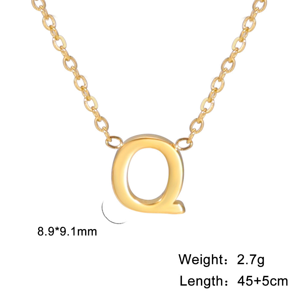 Hot-Selling Welded 26 Letters 18K Real Gold Electroplated Non-Fading Small Pendant Jewelry 304 Material Stainless Steel Necklace