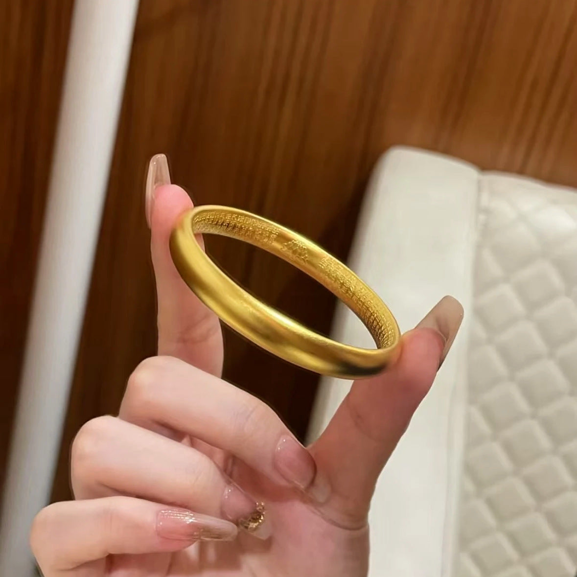 24K Vacuum Electroplating  Solid Plain Ring Bracelet