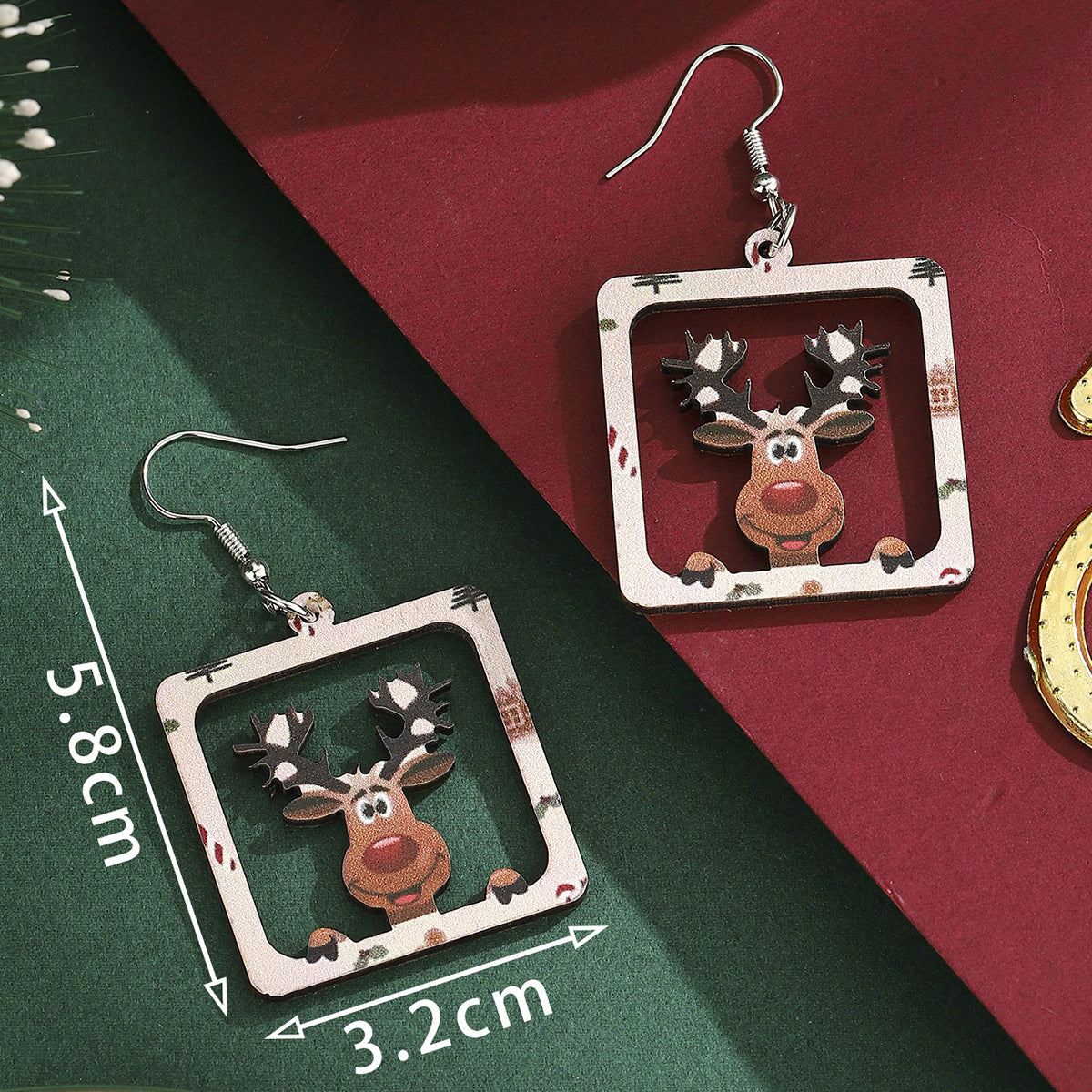 Cross-Border Personalized Christmas Alloy Earrings Christmas Hat Colorful Star Dot Diamond Christmas Tree Elk Gingerbread Man Earrings