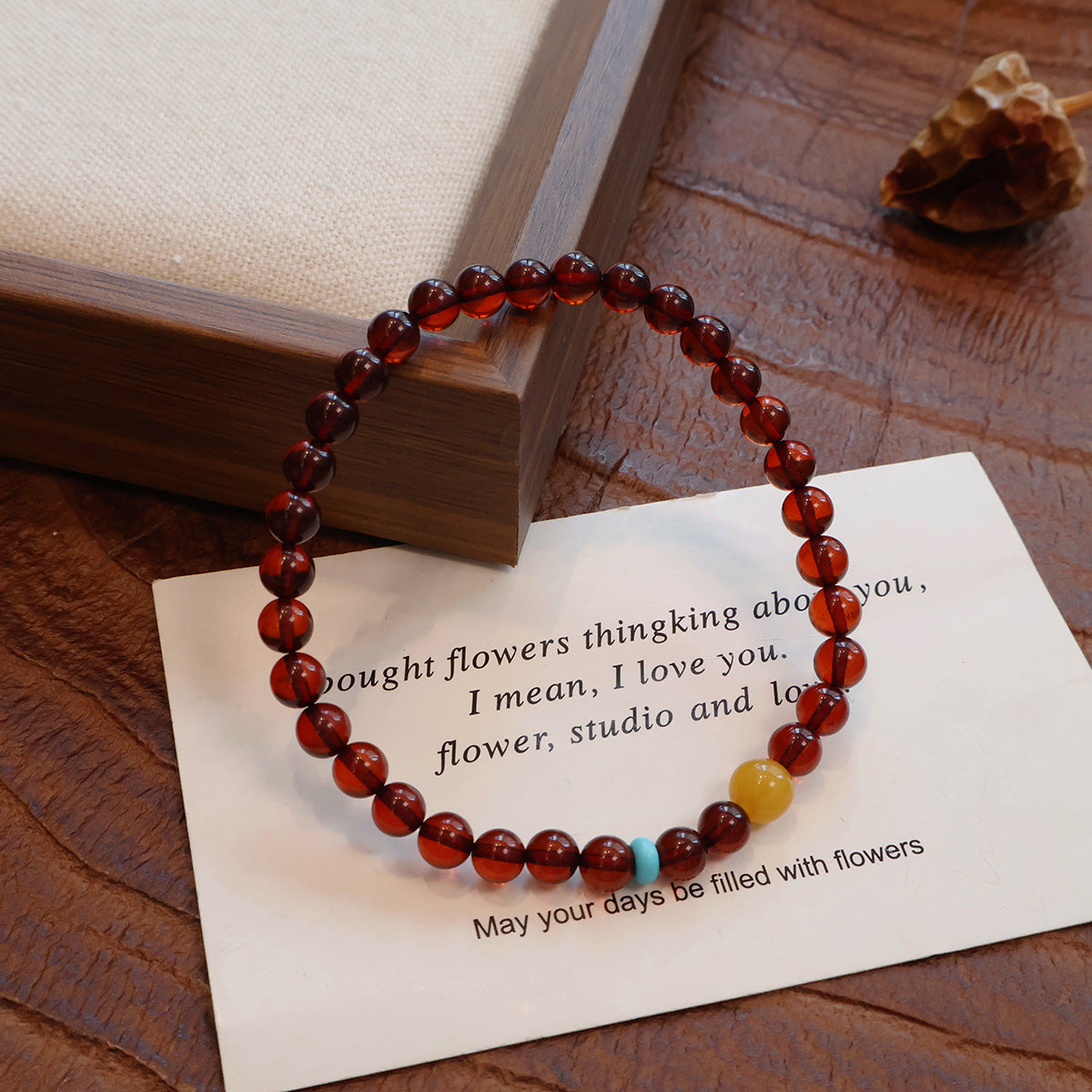 Natural Blood Amber Single-strand Wine-red Bracelet