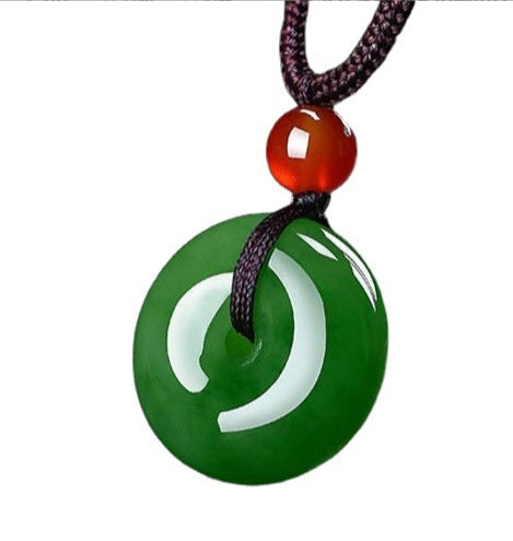 Hetian Jade Peace Pendant Buckle Necklace