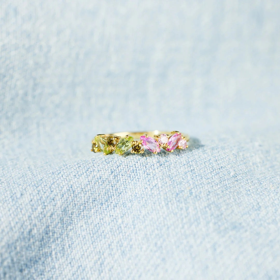 Women's Colorful Zircon Geometric Ring