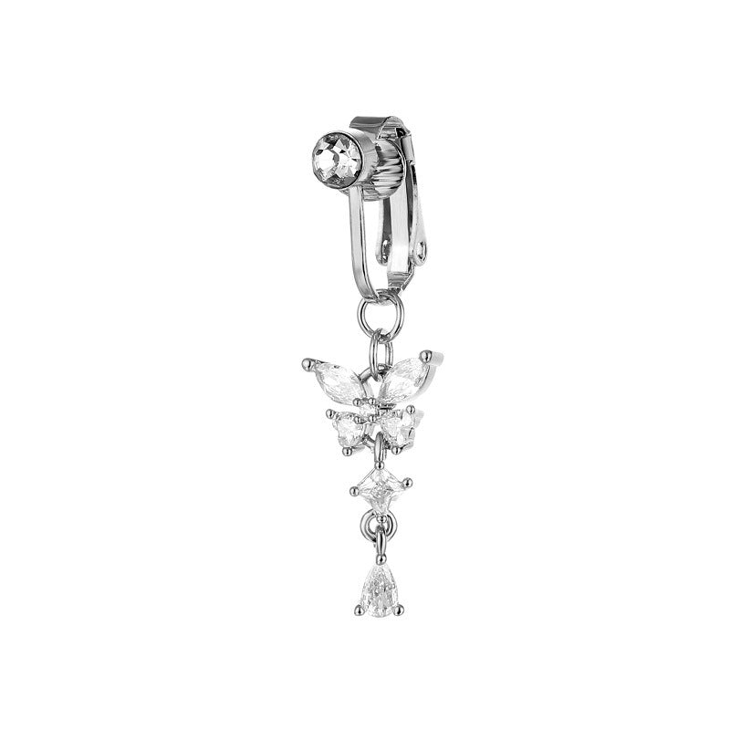 Heart  Button Ring Fake Belly Piercing Butterfly