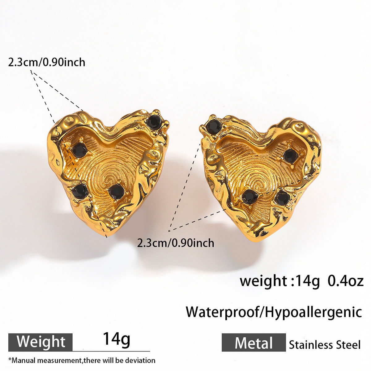 Stainless Steel Earrings With Geometric Pleats 18k Gold