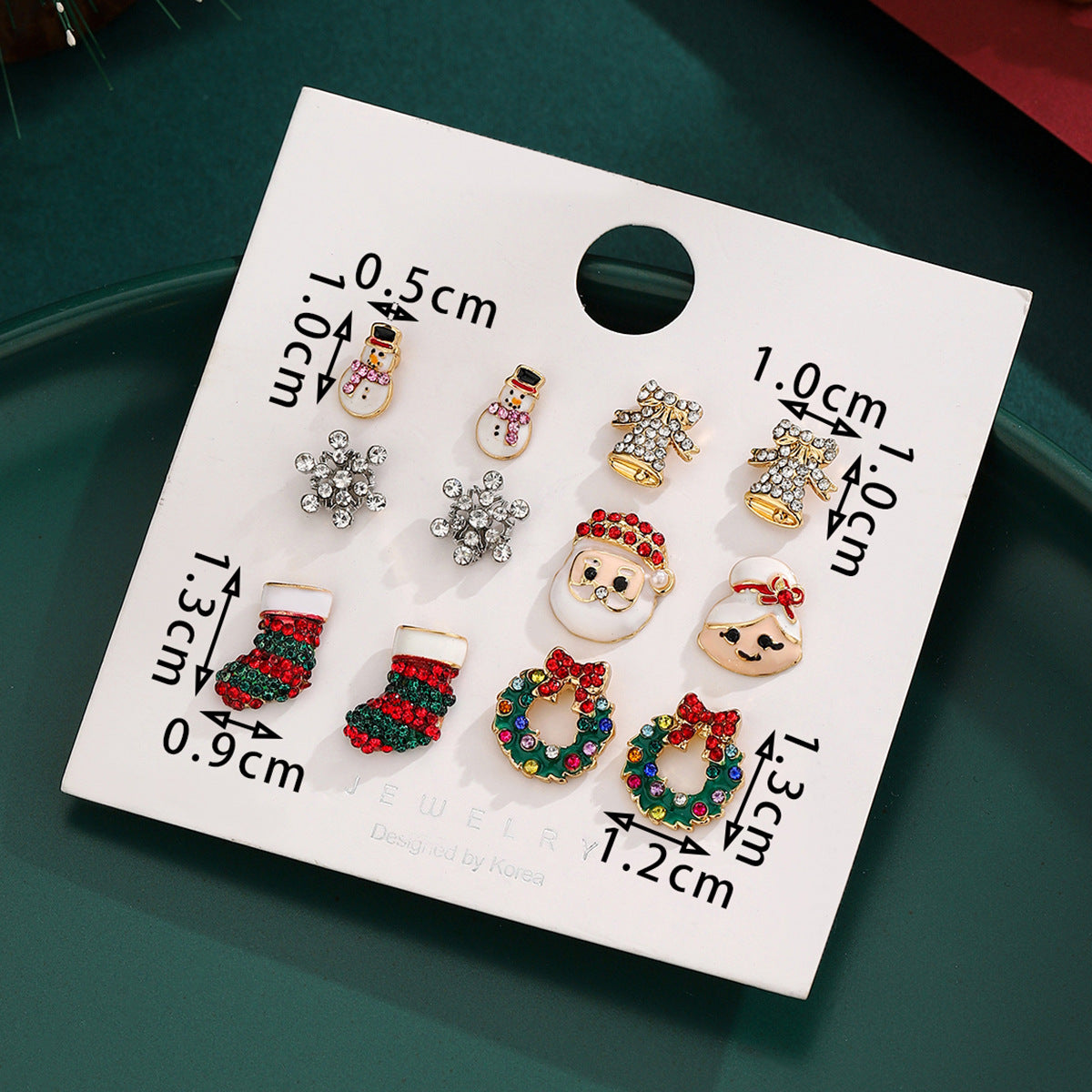 Cross-Border Personalized Christmas Alloy Earrings Christmas Hat Colorful Star Dot Diamond Christmas Tree Elk Gingerbread Man Earrings