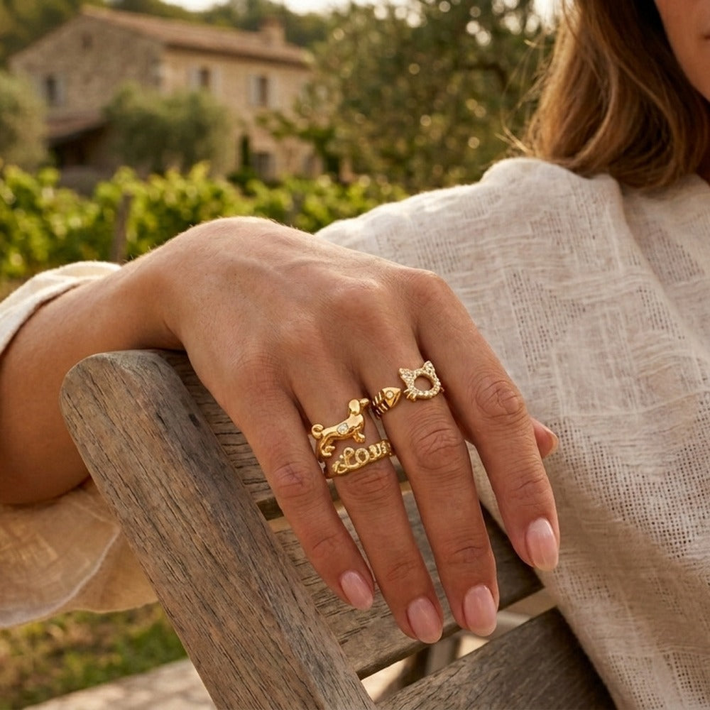 Pet Love Zircon Ring Collection