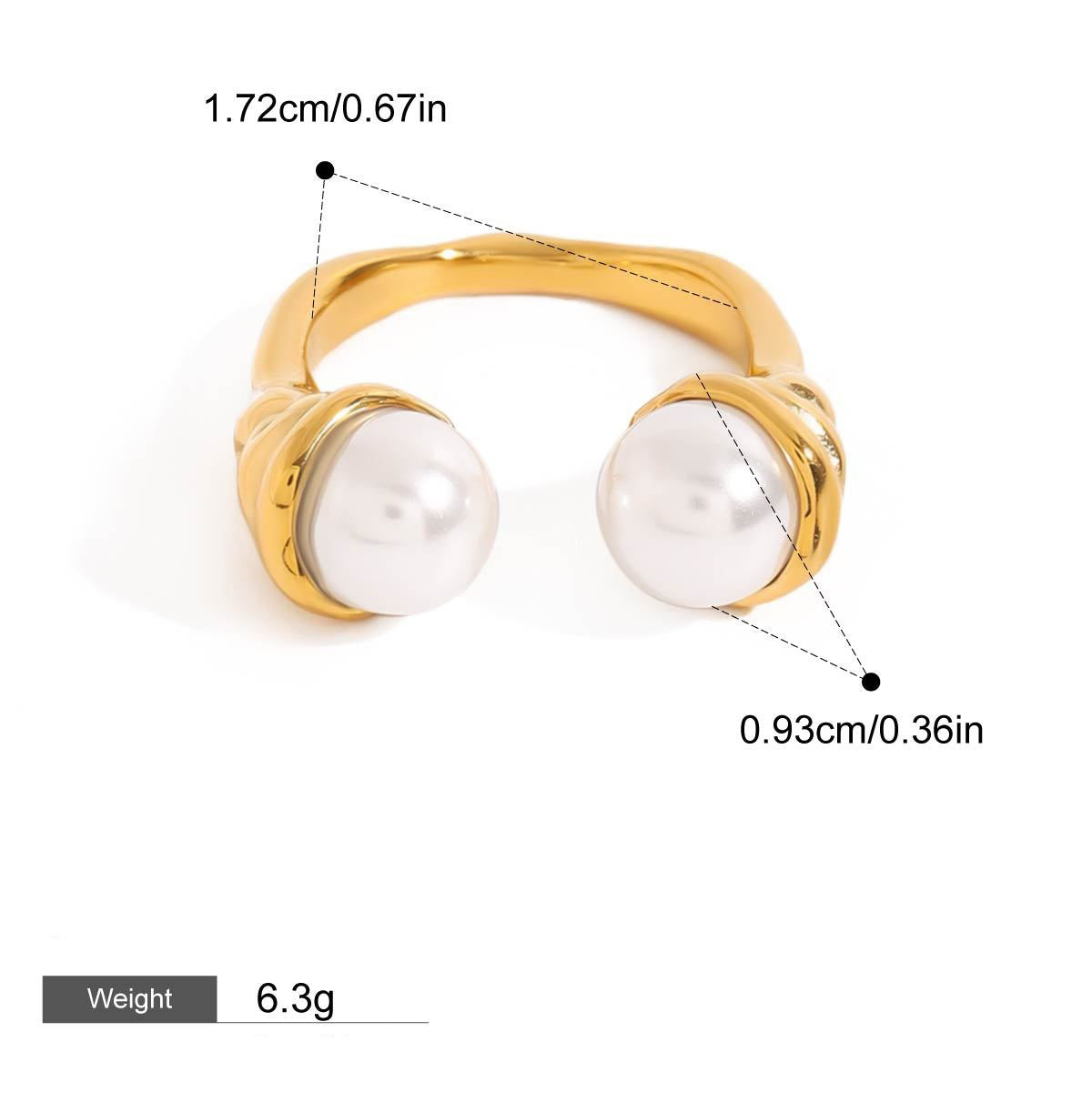 18K gold inlaid pearls exquisite design open ring