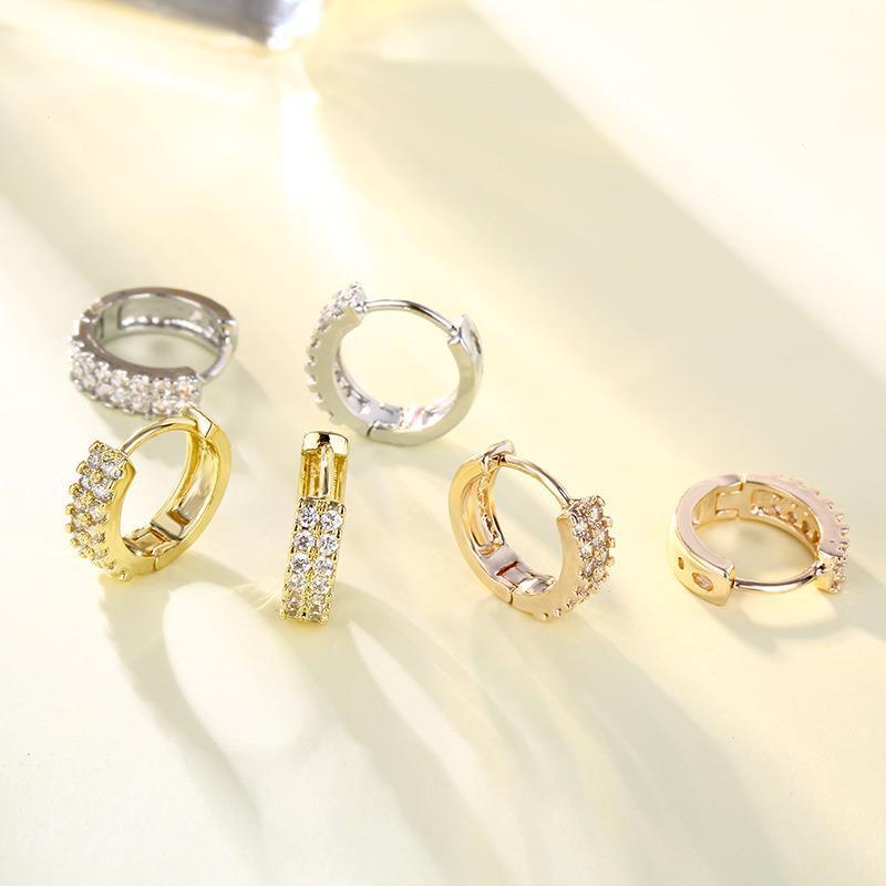 Cross-Border Gold-Plated Copper Ins Earrings For Women, Inlaid With Aaa Zircon, Versatile And Fashionable High-End Earrings, Jewelry Wholesale